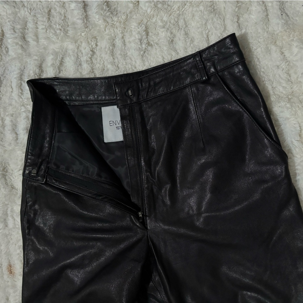 ENVELOPE 1976 Women’s Black Faux Leather Straight- Leg Pants - Picture 5 of 16